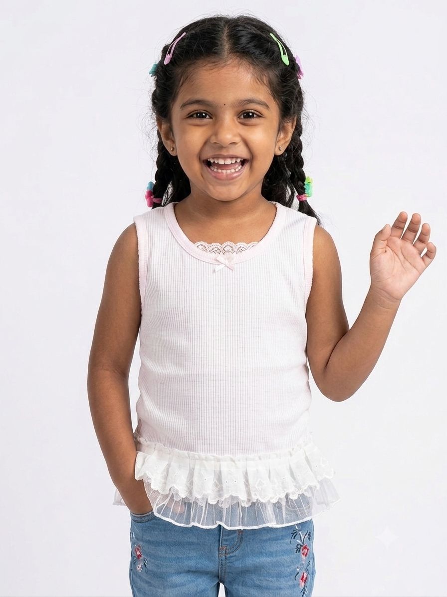 Blush Blossom Embroidered Ruffle Sleeveless Top thumbnail 2