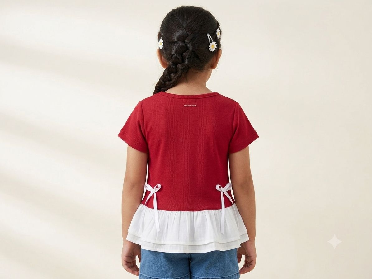 Cherry Blossom Bow-Accent Layered Tee