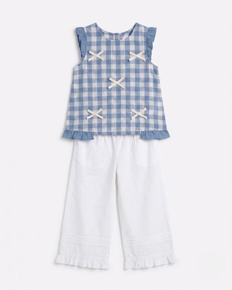 Blue white gingham check Cord Set  thumbnail 2