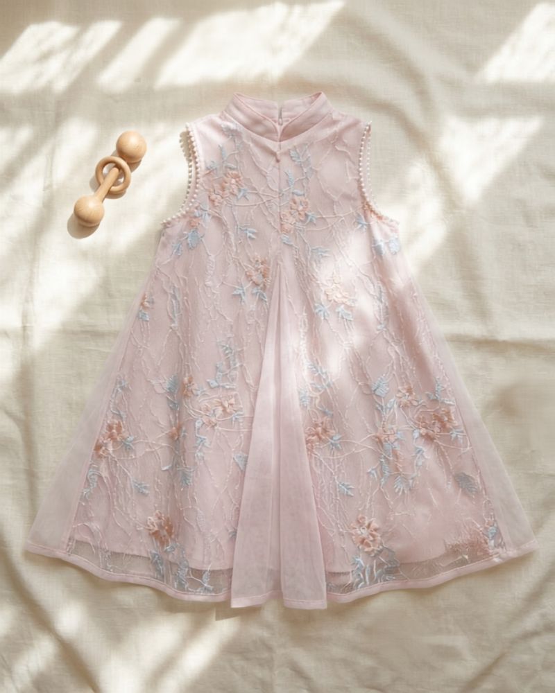 Embroidered chiffon dress thumbnail 2