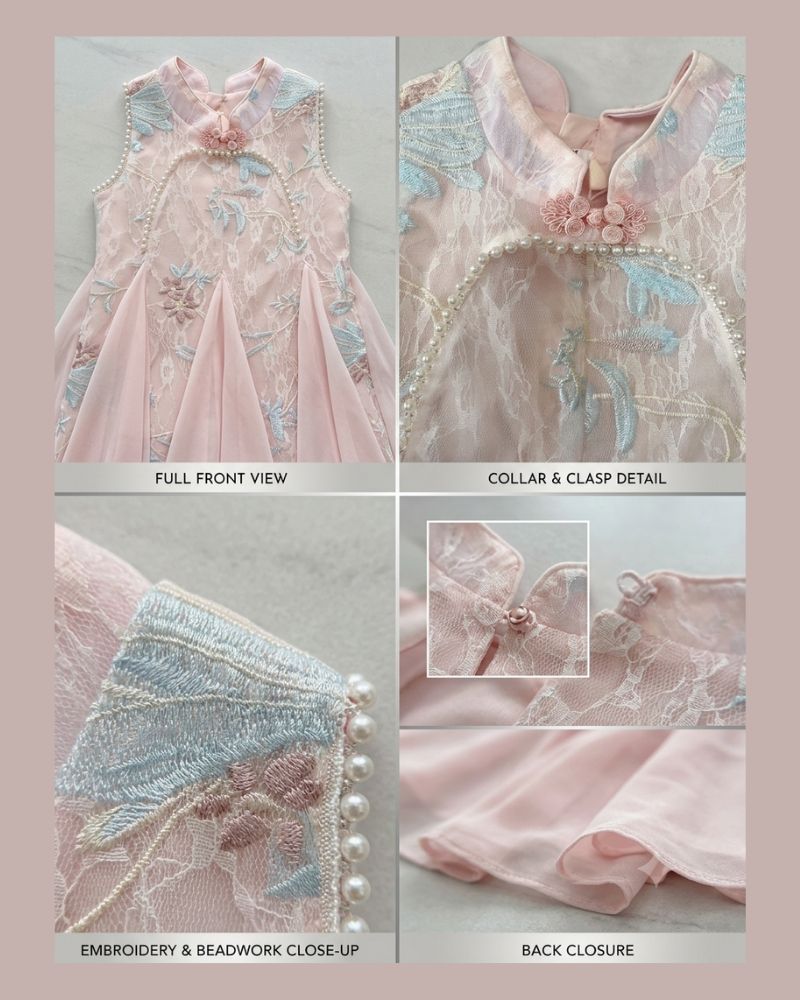 Embroidered chiffon dress thumbnail 3