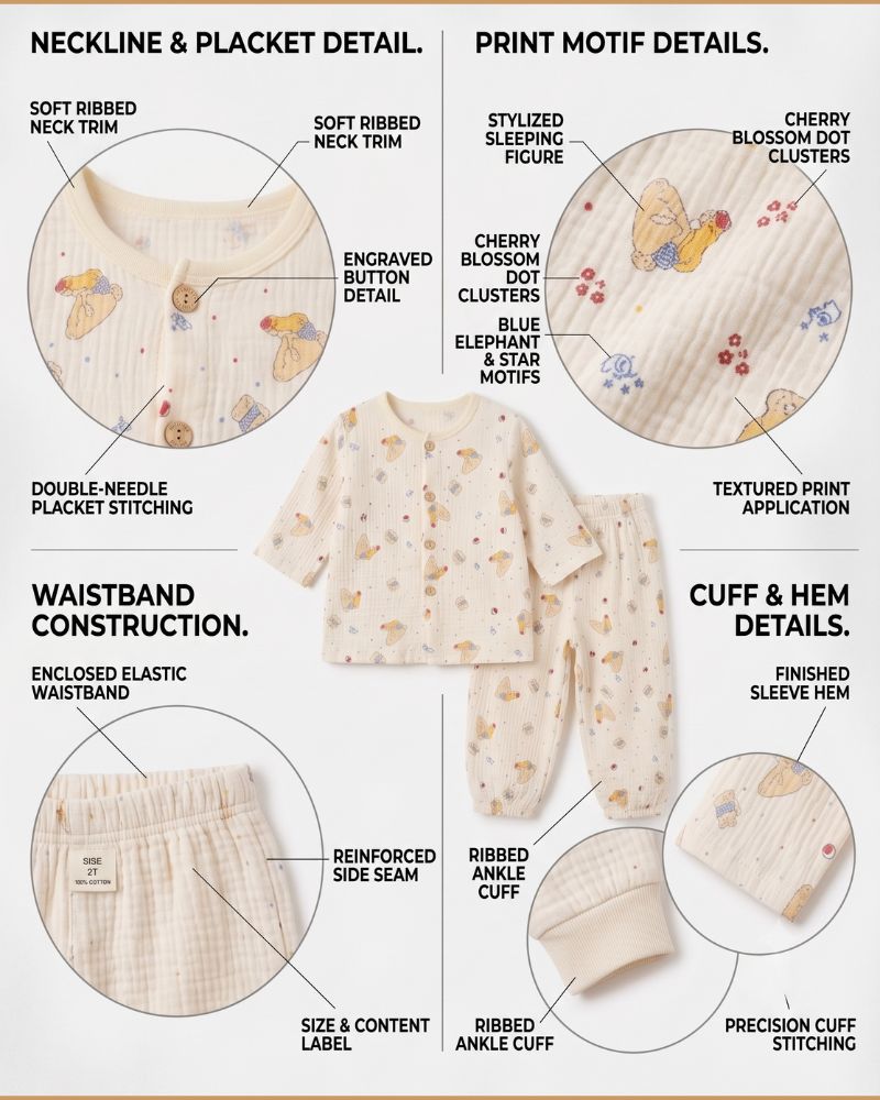Off-white 2pc cotton nightwear thumbnail 3