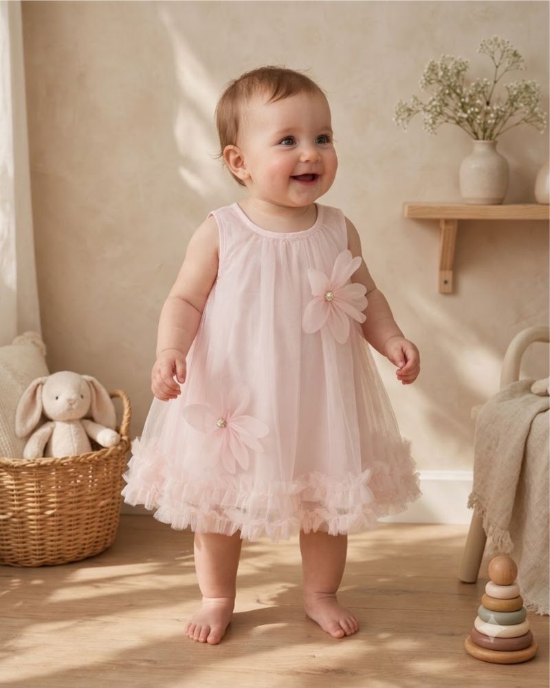 Infants Pink flower Frock 