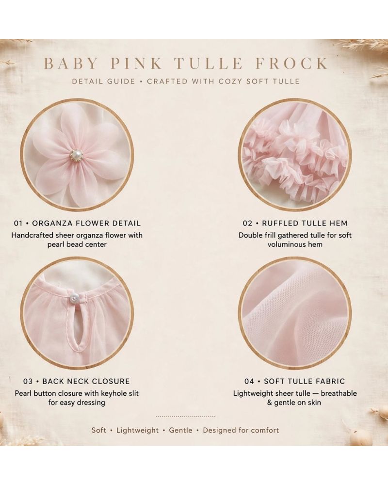 Infants Pink flower Frock  thumbnail 4