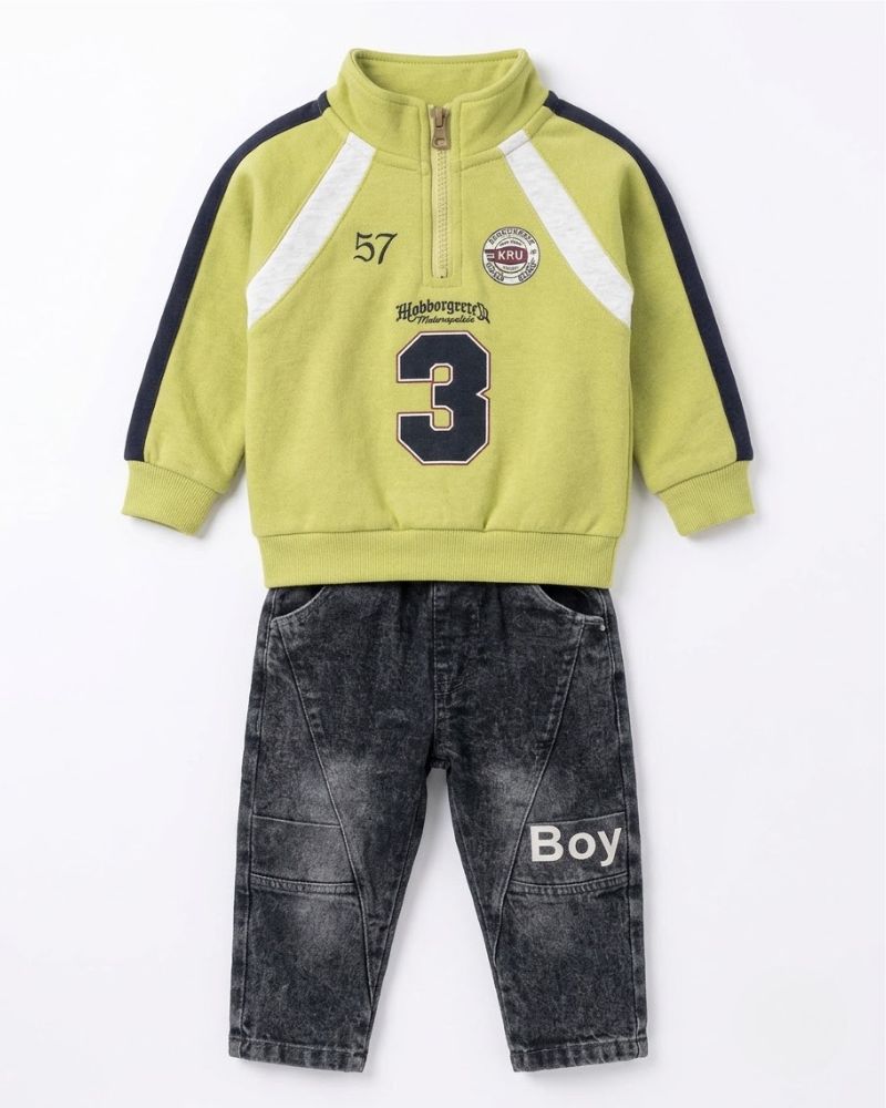 2pc green high-neck set