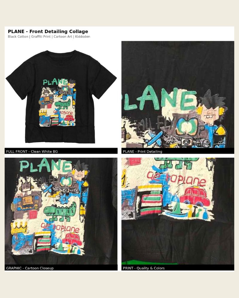 Black aeroplane t-shirt  thumbnail 2
