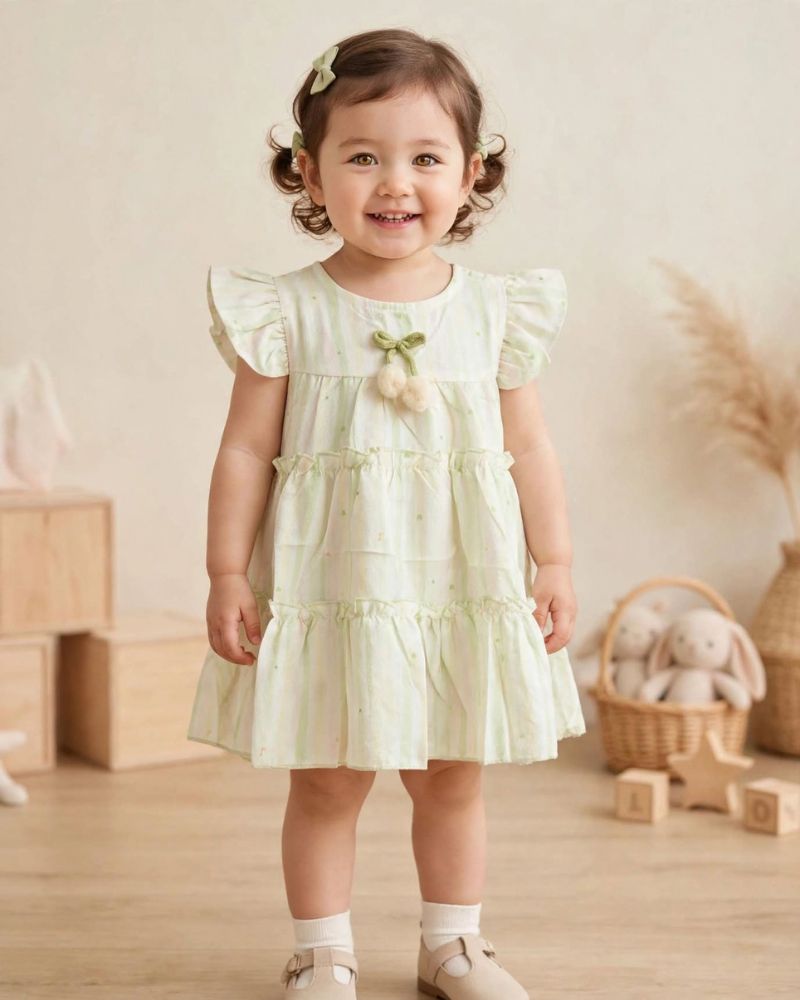 Toddlers green heart frock 