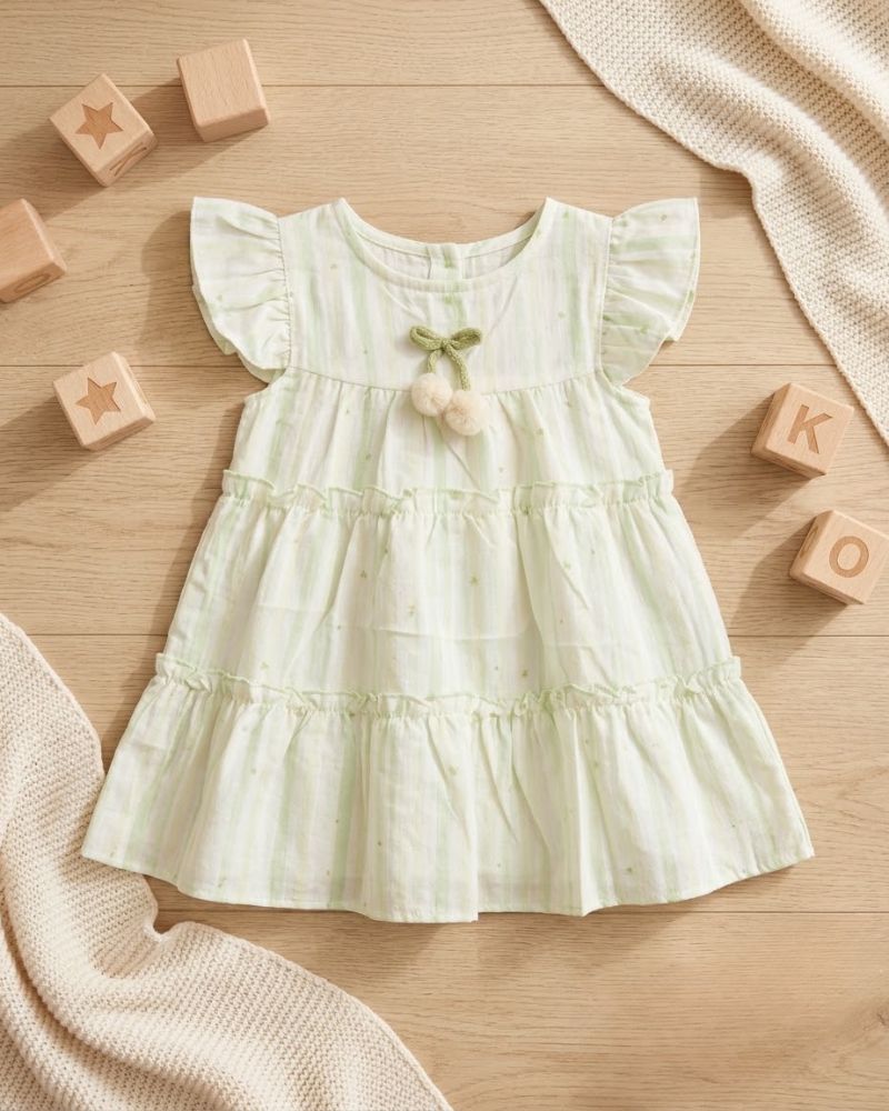 Toddlers green heart frock  thumbnail 2