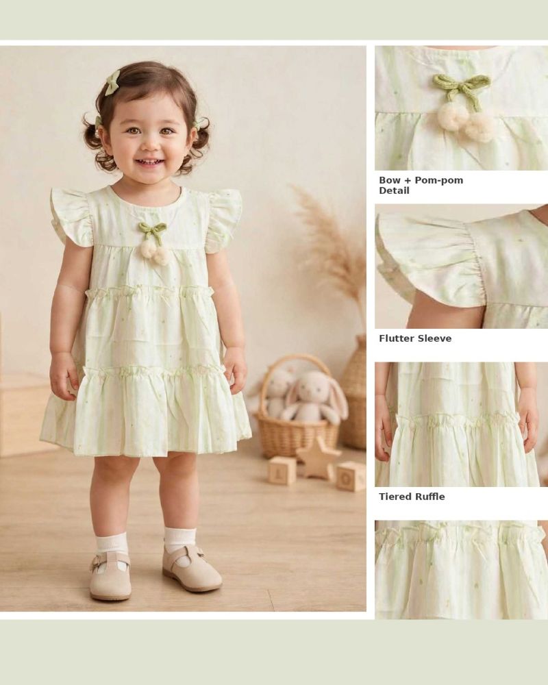 Toddlers green heart frock  thumbnail 3