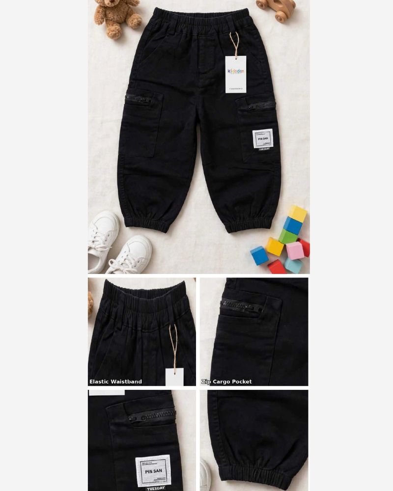 Black cargo pant for boys thumbnail 3