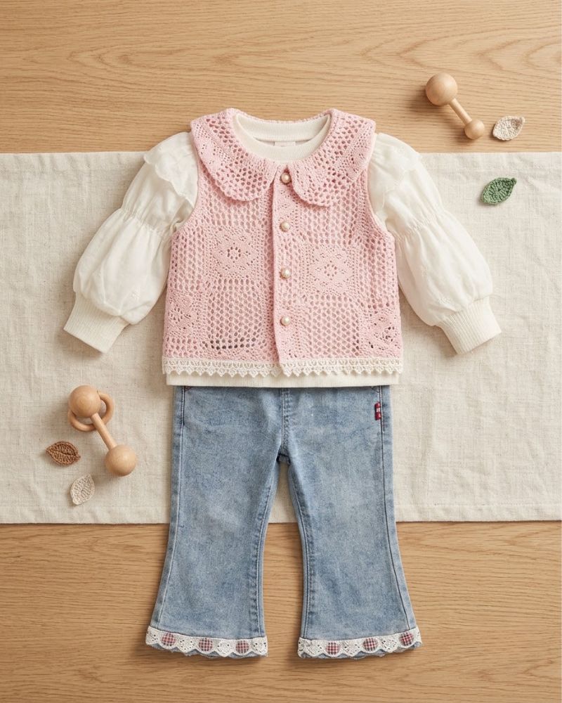 3pc Pink Crochet Set 