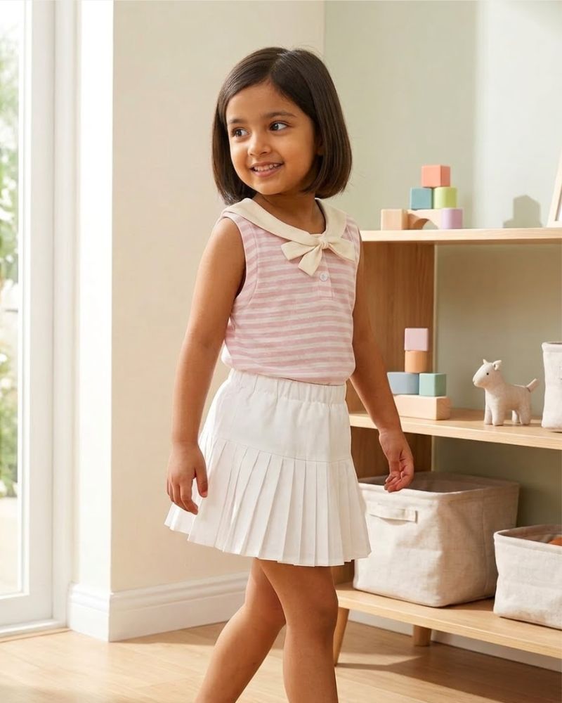 Textured 2pc pink and white dress thumbnail 2