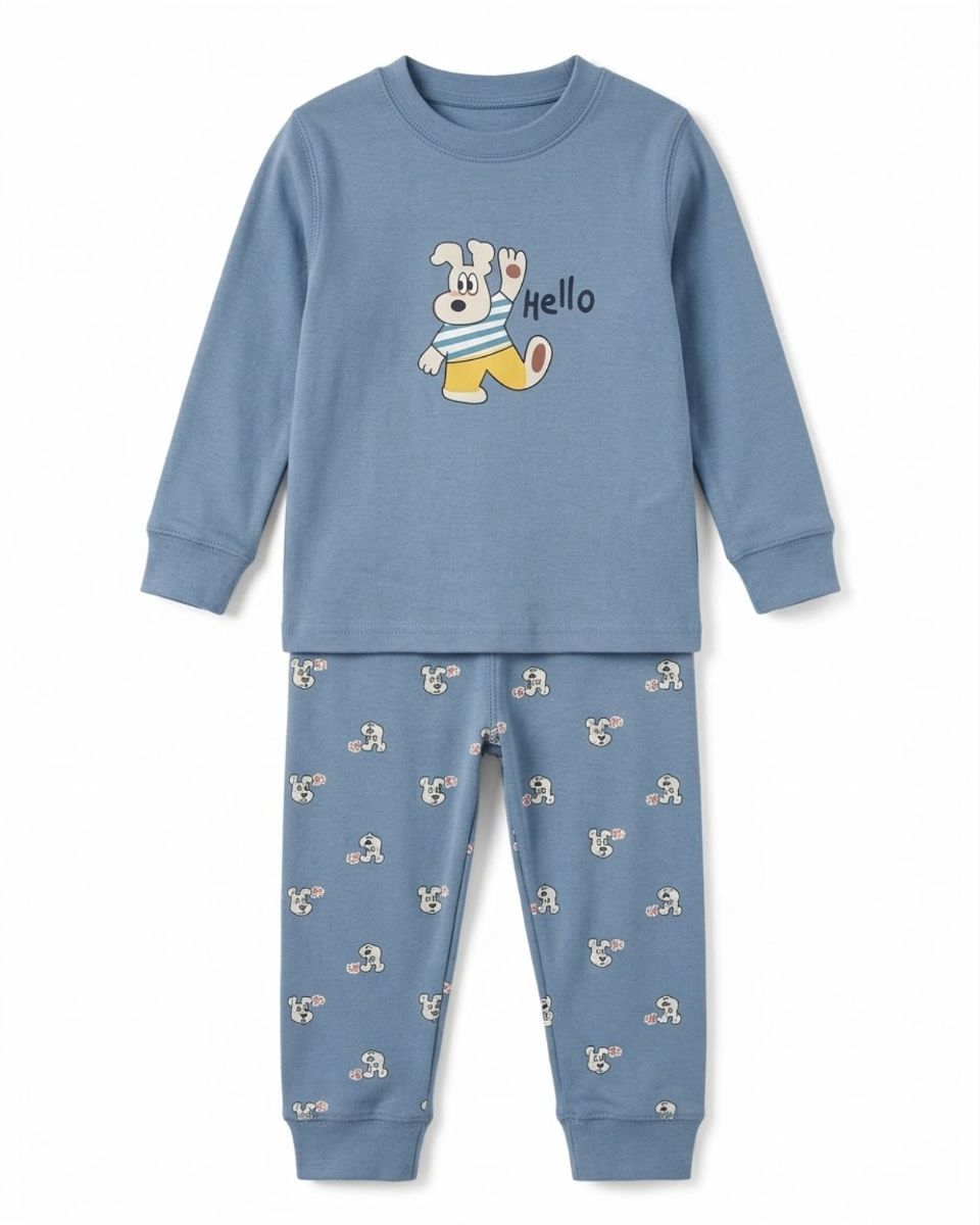 Hello dog print night suit