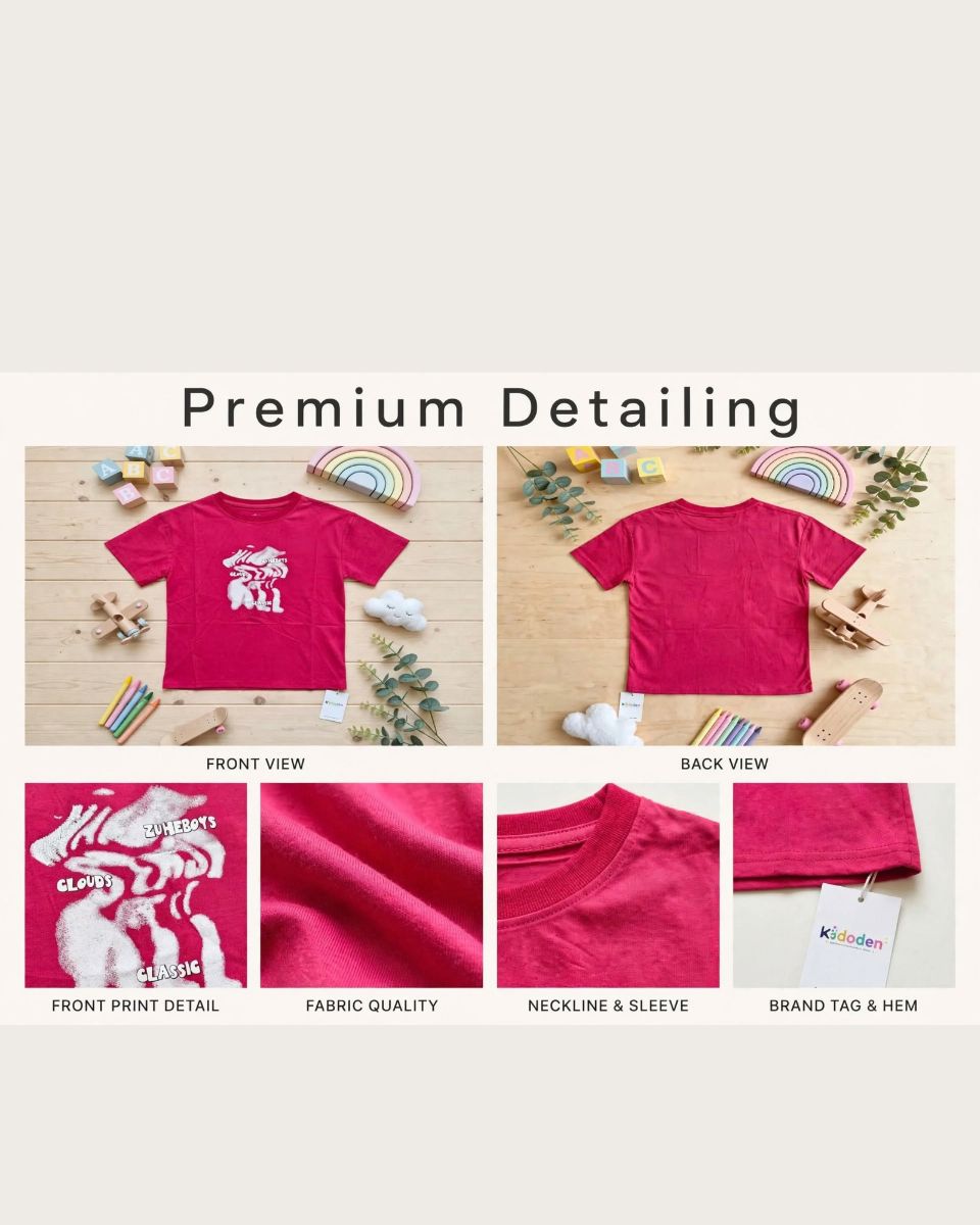 Kids Hot Pink / Magenta Graphic T-Shirt thumbnail 3