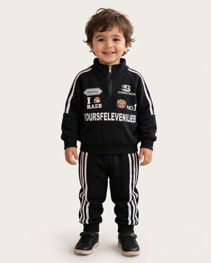 Black Graphic Tracksuit Set