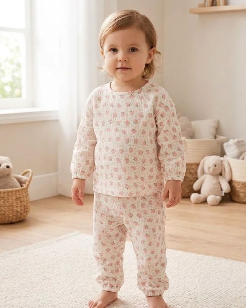 Pink flower cotton set thumbnail 2