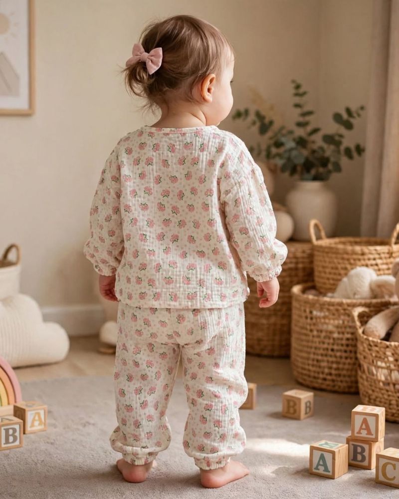 Pink flower cotton set thumbnail 3