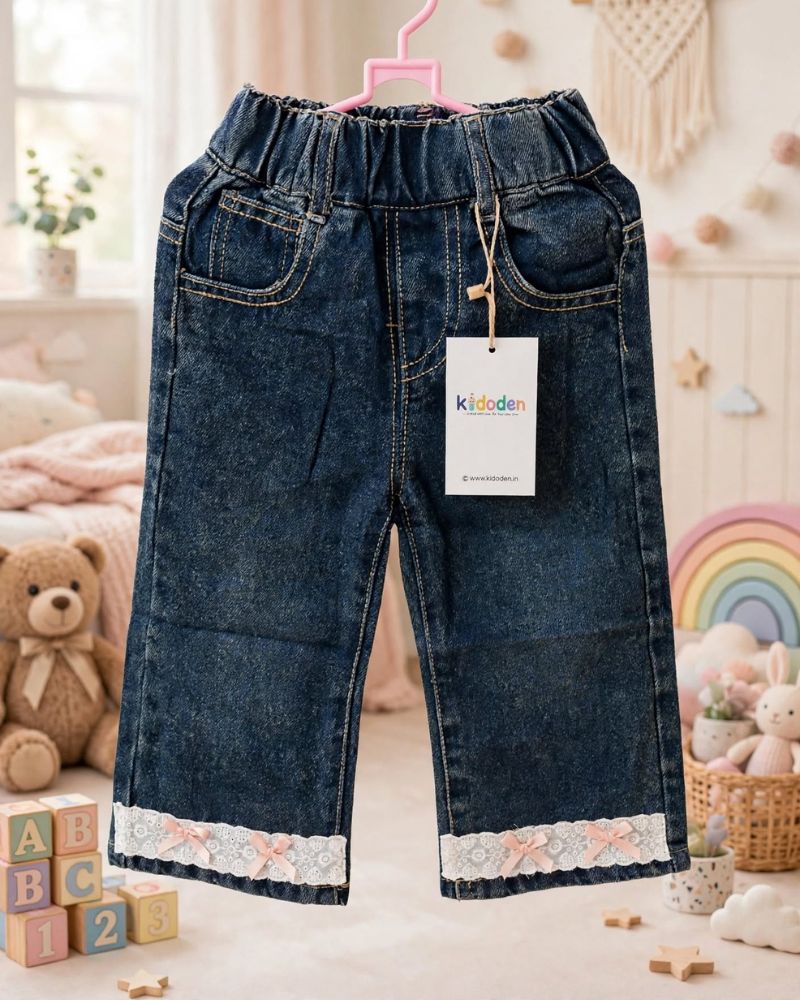 Greyish blue bow jeans