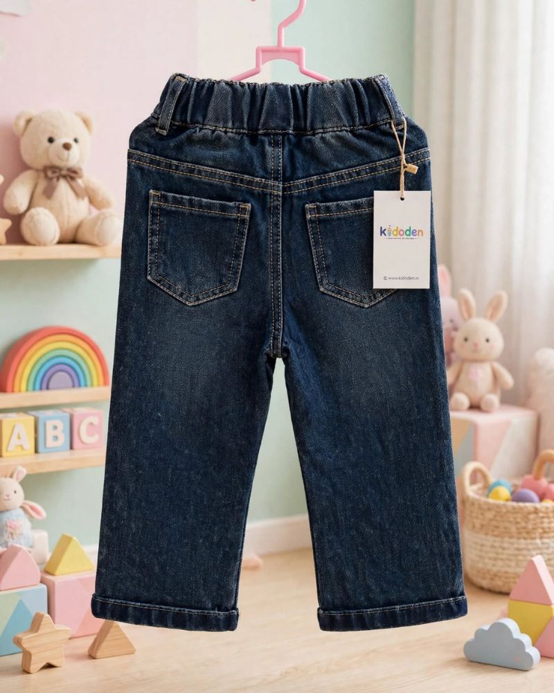 Greyish blue bow jeans thumbnail 2