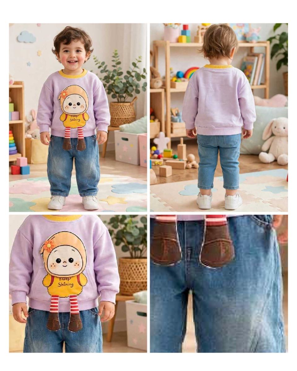 Purple cute cartoon 2pc set thumbnail 3